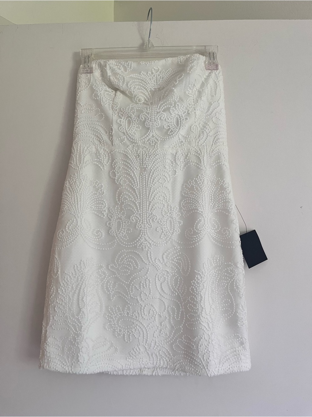 White Embellished Strapless Mini Dress lulus beaded dress